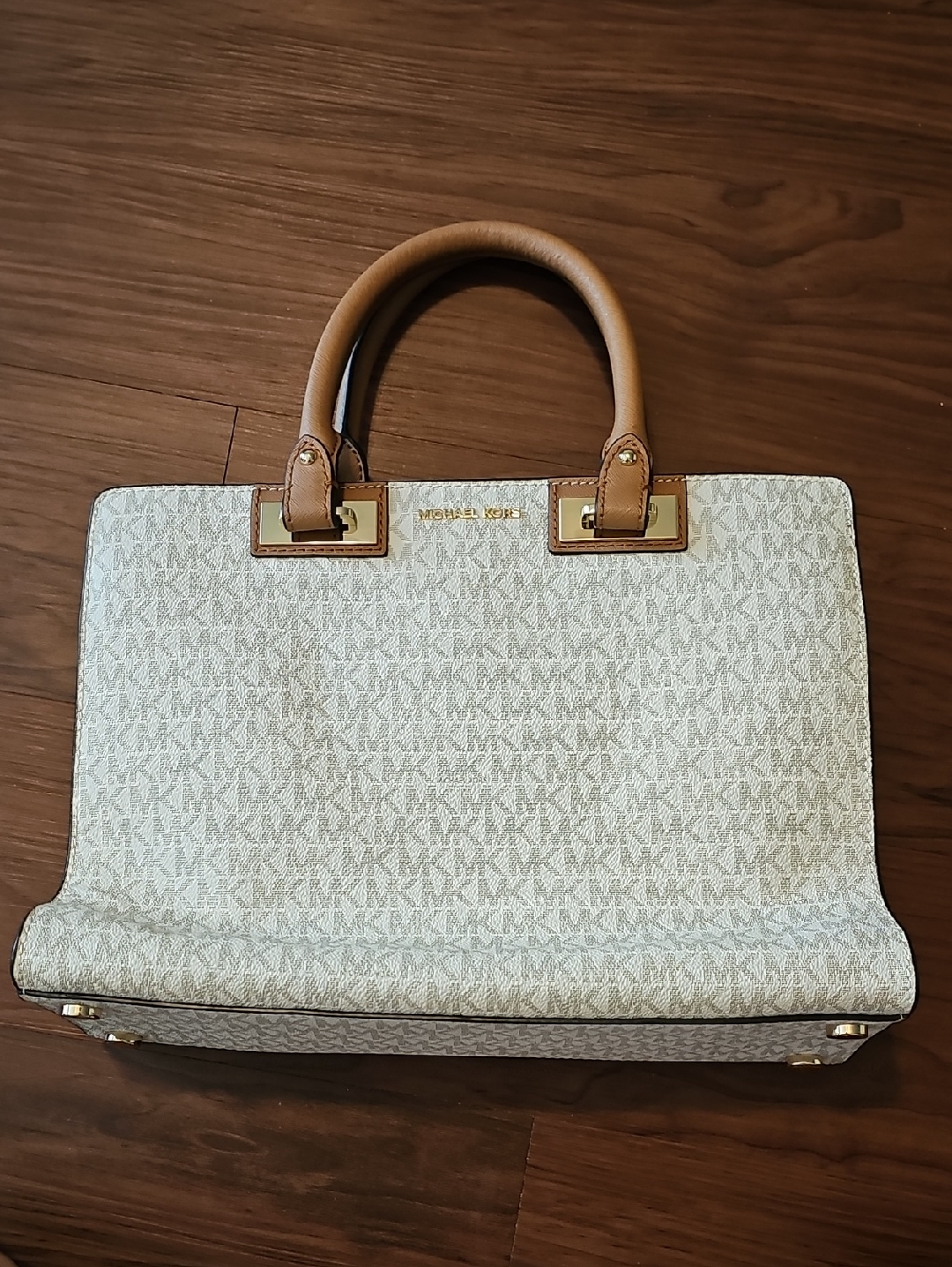 Michael Kors Beige And Tan Logo Purse